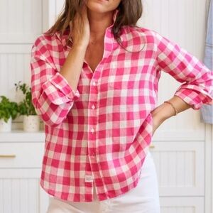 Frank & Eileen Classic Relaxed Button Up Pink and White Plaid Shirt